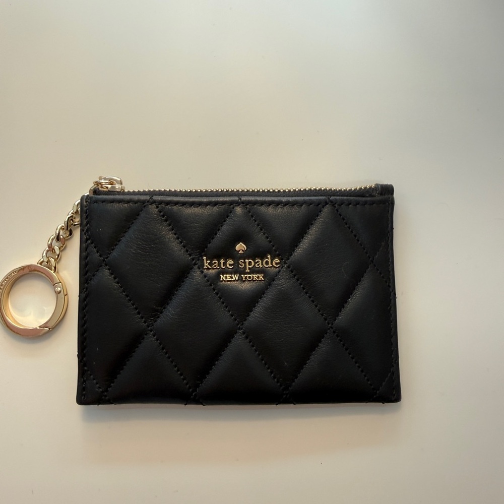 Kate Spade Black Quilted Pouch with Gold Chain